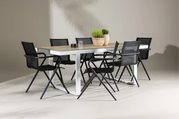 Merlo Spisegruppe cm Rektangulær med 6 Alina Stoler - Hvit - Hagemøbler & utemiljø - Hagegruppe - Spisegrupper hage