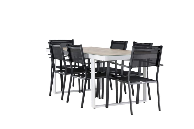 Merlo Spisegruppe cm Rektangulær med 6 Copacabana Stoler - Hvit - Hagemøbler & utemiljø - Hagegruppe - Spisegrupper hage