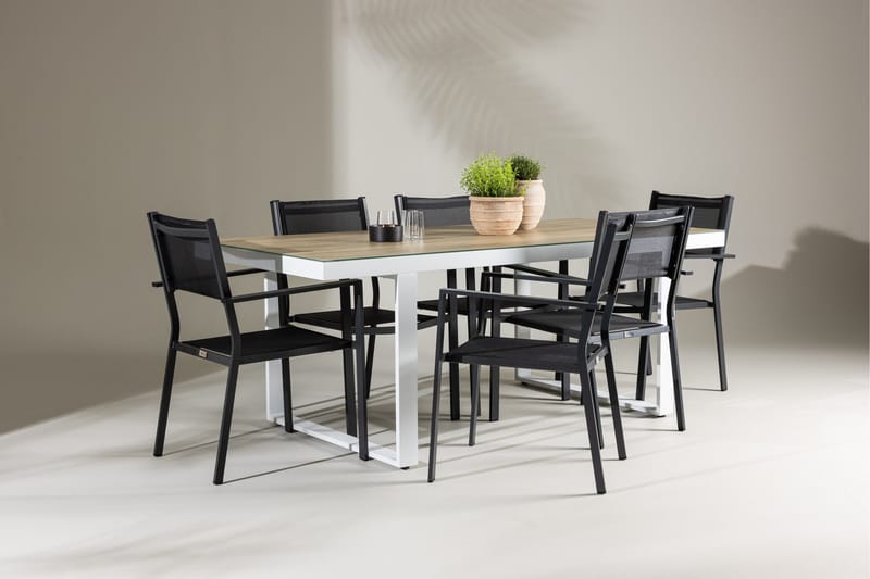 Merlo Spisegruppe cm Rektangulær med 6 Copacabana Stoler - Hvit - Hagemøbler & utemiljø - Hagegruppe - Spisegrupper hage