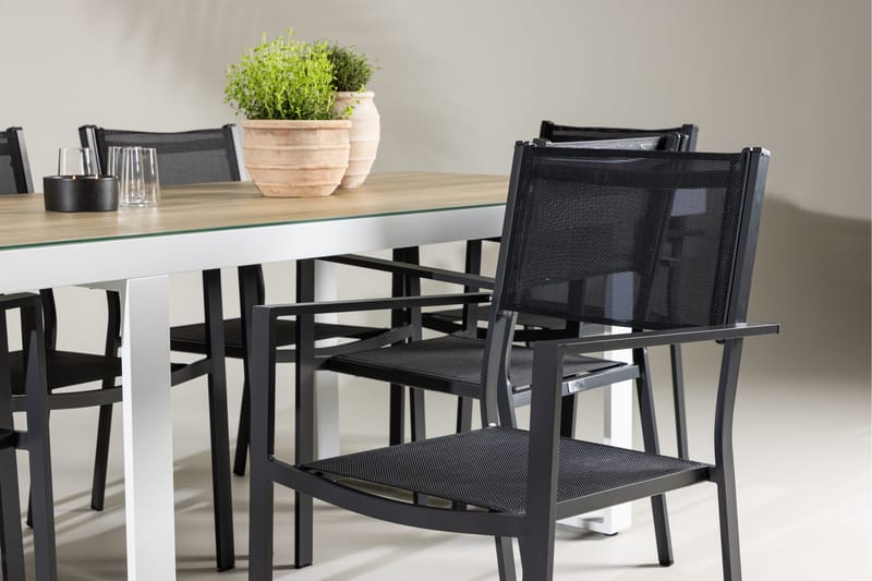 Merlo Spisegruppe cm Rektangulær med 6 Copacabana Stoler - Hvit - Hagemøbler & utemiljø - Hagegruppe - Spisegrupper hage