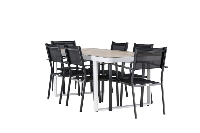 Merlo Spisegruppe cm Rektangulær med 6 Copacabana Stoler - Hvit - Hagemøbler & utemiljø - Hagegruppe - Spisegrupper hage