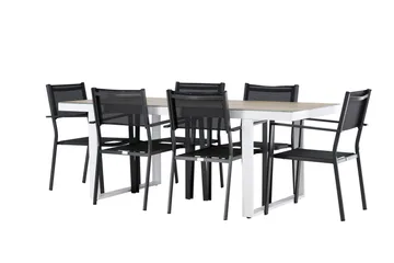 Merlo Spisegruppe cm Rektangulær med 6 Copacabana Stoler - Hvit - Hagemøbler & utemiljø - Hagegruppe - Spisegrupper hage