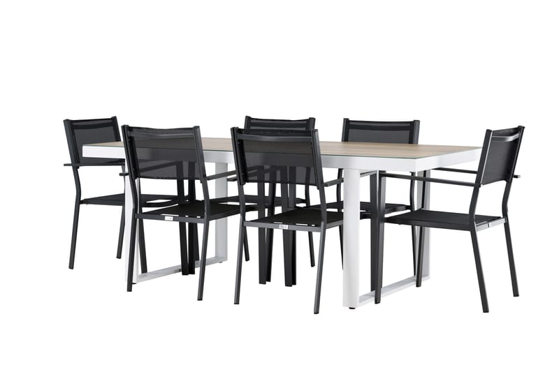 Merlo Spisegruppe cm Rektangulær med 6 Copacabana Stoler - Hvit - Hagemøbler & utemiljø - Hagegruppe - Spisegrupper hage