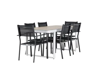 Merlo Spisegruppe cm Rektangulær med 6 Copacabana Stoler - Hvit - Hagemøbler & utemiljø - Hagegruppe - Spisegrupper hage