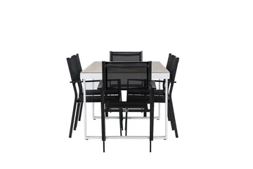 Merlo Spisegruppe cm Rektangulær med 6 Copacabana Stoler - Hvit - Hagemøbler & utemiljø - Hagegruppe - Spisegrupper hage