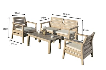 Momira Loungegruppe utendørs - Desert Beige - Hagemøbler & utemiljø - Hagegruppe - Sofagruppe utendørs