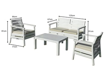 Momira Loungegruppe utendørs - Hvit - Hagemøbler & utemiljø - Hagegruppe - Sofagruppe utendørs