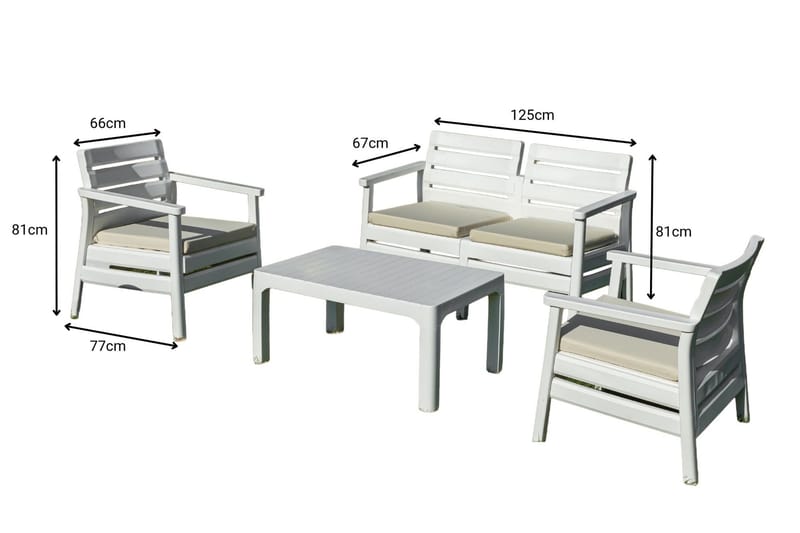 Momira Loungegruppe utendørs - Hvit - Hagemøbler & utemiljø - Hagegruppe - Sofagruppe utendørs