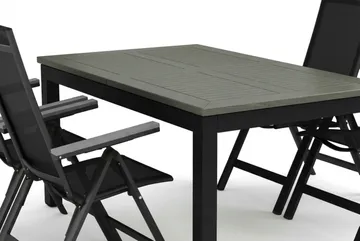 Monaco utendørs spisegruppe, uttrekkbar 150-250x90 med 4 Monaco Light regulerbare stoler - Svart/Grå - Hagemøbler & utemiljø - Hagegruppe - Spisegrupper hage