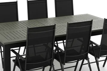 Monaco utendørs spisegruppe, uttrekkbar 210/310x90 med 6 Maggie regulerbare stoler - Svart/Grå - Hagemøbler & utemiljø - Hagegruppe - Spisegrupper hage