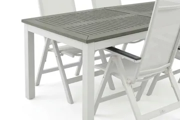 Monaco utendørs spisegruppe uttrekkbar 210/310x90 med 6 Monaco Light posisjonsstoler - Hvit/Grå - Hagemøbler & utemiljø - Hagegruppe - Spisegrupper hage