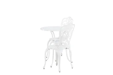 Nandin Spisegruppe + 2 stoler - Hvit - Hagemøbler & utemiljø - Hagegruppe - Cafemøbler & cafesett