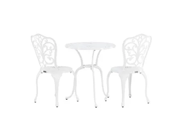 Nandin Spisegruppe + 2 stoler - Hvit - Hagemøbler & utemiljø - Hagegruppe - Cafemøbler & cafesett