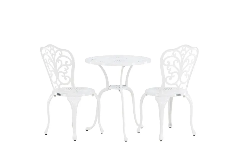 Nandin Spisegruppe + 2 stoler - Hvit - Hagemøbler & utemiljø - Hagegruppe - Cafemøbler & cafesett