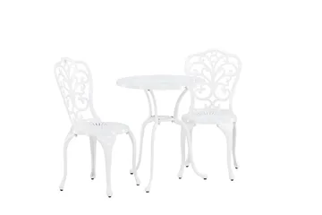 Nandin Spisegruppe + 2 stoler - Hvit - Hagemøbler & utemiljø - Hagegruppe - Cafemøbler & cafesett