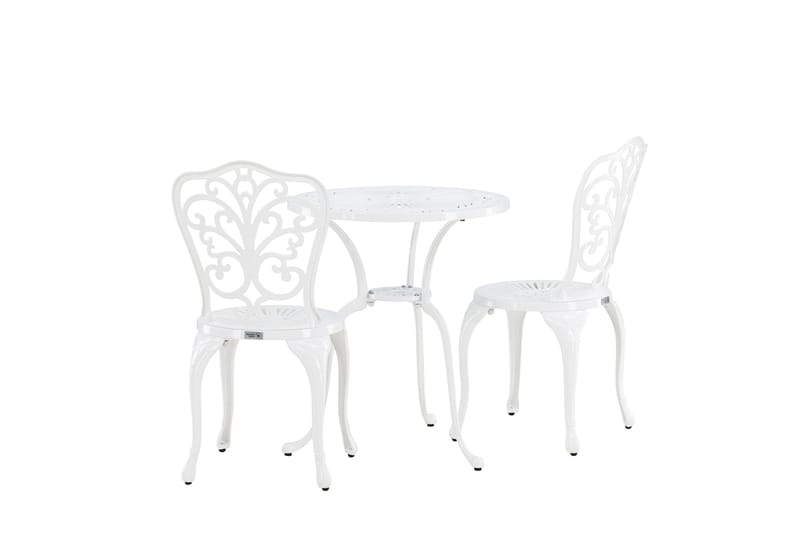 Nandin Spisegruppe + 2 stoler - Hvit - Hagemøbler & utemiljø - Hagegruppe - Cafemøbler & cafesett