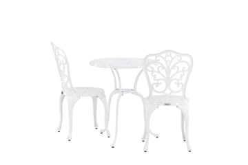 Nandin Spisegruppe + 2 stoler - Hvit - Hagemøbler & utemiljø - Hagegruppe - Cafemøbler & cafesett