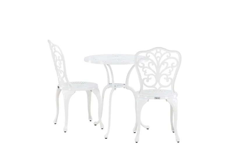 Nandin Spisegruppe + 2 stoler - Hvit - Hagemøbler & utemiljø - Hagegruppe - Cafemøbler & cafesett