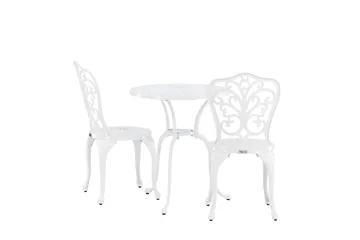 Nandin Spisegruppe + 2 stoler - Hvit - Hagemøbler & utemiljø - Hagegruppe - Cafemøbler & cafesett