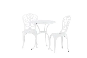Nandin Spisegruppe + 2 stoler - Hvit - Hagemøbler & utemiljø - Hagegruppe - Cafemøbler & cafesett