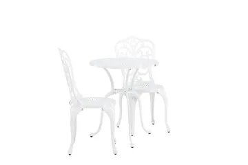 Nandin Spisegruppe + 2 stoler - Hvit - Hagemøbler & utemiljø - Hagegruppe - Cafemøbler & cafesett