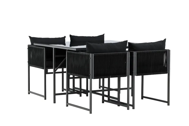Noto Spisegruppe Utendørs 4-seter - Svart - Hagemøbler & utemiljø - Hagegruppe - Spisegrupper hage