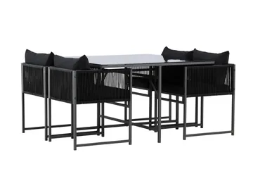 Noto Spisegruppe Utendørs 4-seter - Svart - Hagemøbler & utemiljø - Hagegruppe - Spisegrupper hage