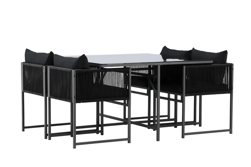 Noto Spisegruppe Utendørs 4-seter - Svart - Hagemøbler & utemiljø - Hagegruppe - Spisegrupper hage