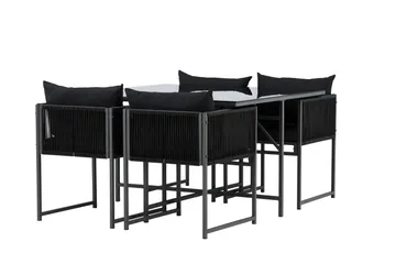 Noto Spisegruppe Utendørs 4-seter - Svart - Hagemøbler & utemiljø - Hagegruppe - Spisegrupper hage