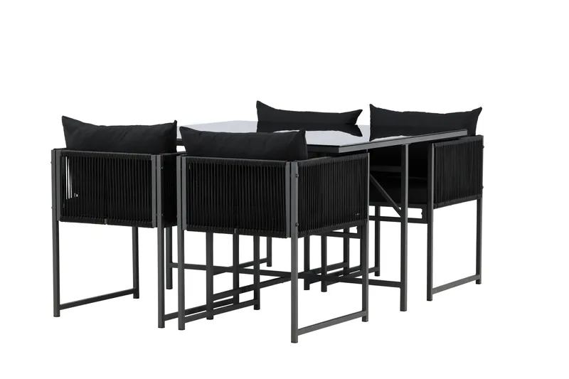 Noto Spisegruppe Utendørs 4-seter - Svart - Hagemøbler & utemiljø - Hagegruppe - Spisegrupper hage