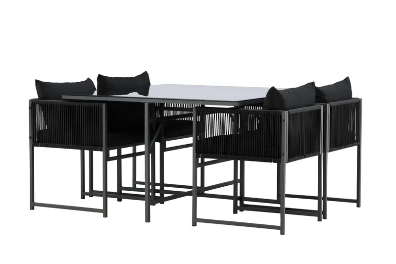 Noto Spisegruppe Utendørs 4-seter - Svart - Hagemøbler & utemiljø - Hagegruppe - Spisegrupper hage