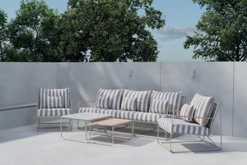 Palazzo sofagruppe 3-seters sofa + 2 lenestoler med bord utendørs - Grå - Hagemøbler & utemiljø - Hagegruppe - Sofagruppe utendørs