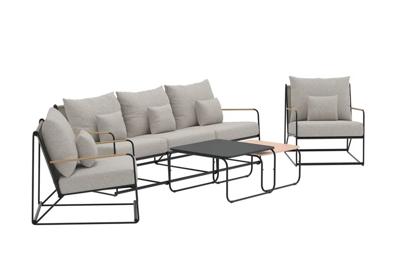 Palazzo sofagruppe 3-seters sofa + 2 lenestoler med bord utendørs - Svart - Hagemøbler & utemiljø - Hagegruppe - Sofagruppe utendørs