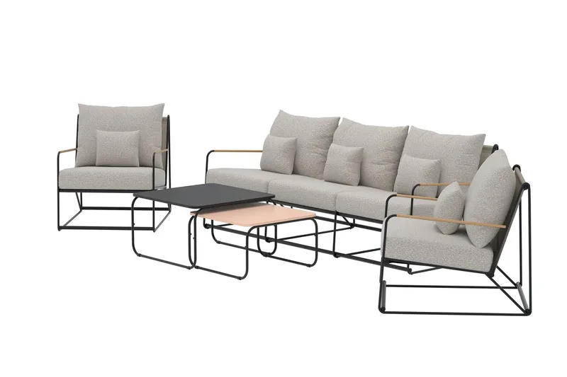 Palazzo sofagruppe 3-seters sofa + 2 lenestoler med bord utendørs - Svart - Hagemøbler & utemiljø - Hagegruppe - Sofagruppe utendørs