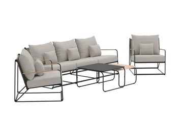 Palazzo sofagruppe 3-seters sofa + 2 lenestoler med bord utendørs - Svart - Hagemøbler & utemiljø - Hagegruppe - Sofagruppe utendørs