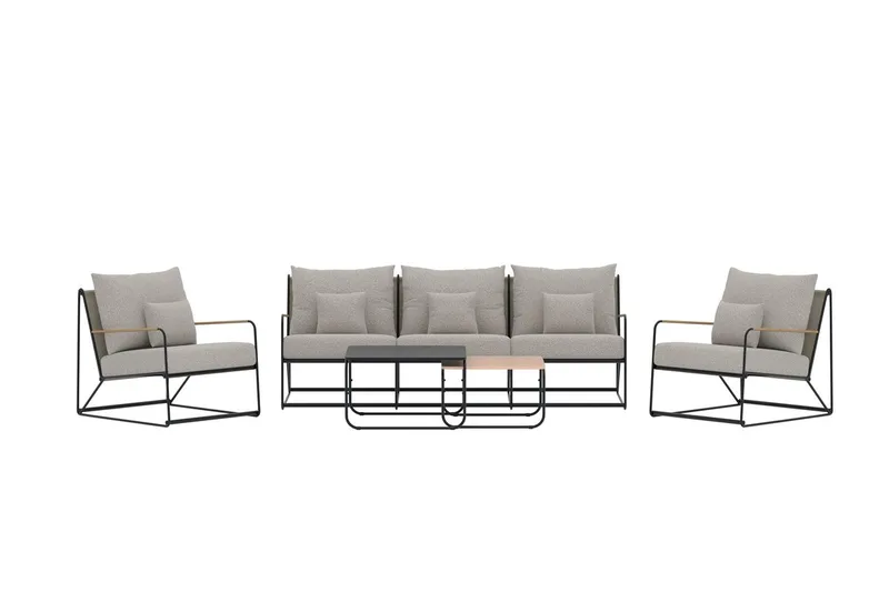 Palazzo sofagruppe 3-seters sofa + 2 lenestoler med bord utendørs - Svart - Hagemøbler & utemiljø - Hagegruppe - Sofagruppe utendørs