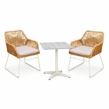 Palermo Bistrosett med Seville lenestoler - Grå/Beige/Sand - Hagemøbler & utemiljø - Hagegruppe - Cafemøbler & cafesett