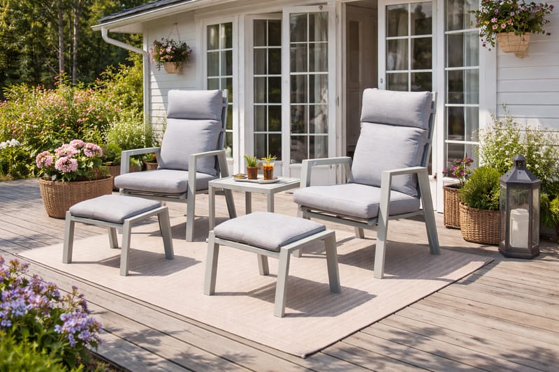 Palermo Hagemøbelgruppe Relax med sidebord - Beige - Hagemøbler & utemiljø - Hagegruppe - Cafemøbler & cafesett