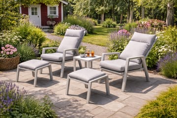 Palermo Hagemøbelgruppe Relax med sidebord - Beige - Hagemøbler & utemiljø - Hagegruppe - Cafemøbler & cafesett