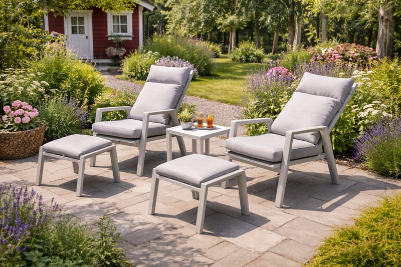 Palermo Hagemøbelgruppe Relax med sidebord - Beige - Hagemøbler & utemiljø - Hagegruppe - Cafemøbler & cafesett