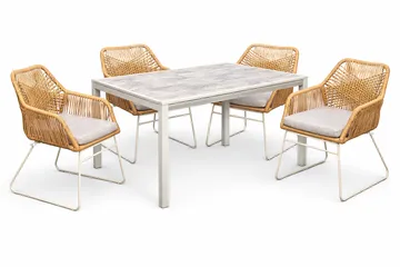 Palermo Spisegruppe Utendørs 200 med 4 Seville lenestoler - Grå/Beige - Hagemøbler & utemiljø - Hagegruppe - Spisegrupper hage
