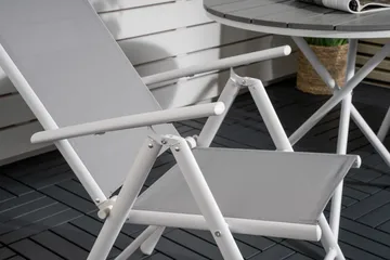 Parma Cafésett Rundt Ø90 cm + 2 Break Posisjonsstoler - Hvit/Grå - Hagemøbler & utemiljø - Hagegruppe - Cafemøbler & cafesett