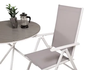 Parma Cafésett Rundt Ø90 cm + 2 Break Posisjonsstoler - Hvit/Grå - Hagemøbler & utemiljø - Hagegruppe - Cafemøbler & cafesett