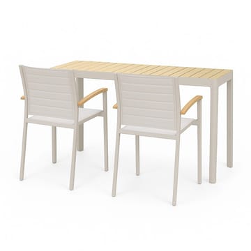 Portals Balkongsett bord + 2 carverstoler - Lys Ecru/Korallsand - Hagemøbler & utemiljø - Hagegruppe - Cafemøbler & cafesett