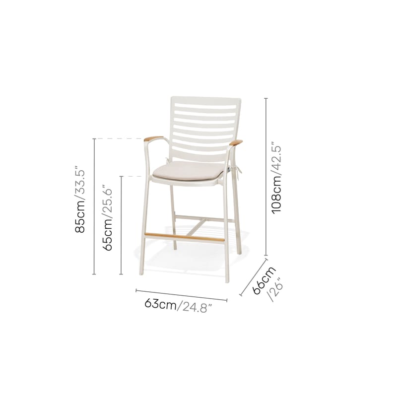 Portals Barsett bord + 4 barstoler - Lys Ecru/Korallsand - Hagemøbler & utemiljø - Stoler & Lenestoler - Barstoler utendørs