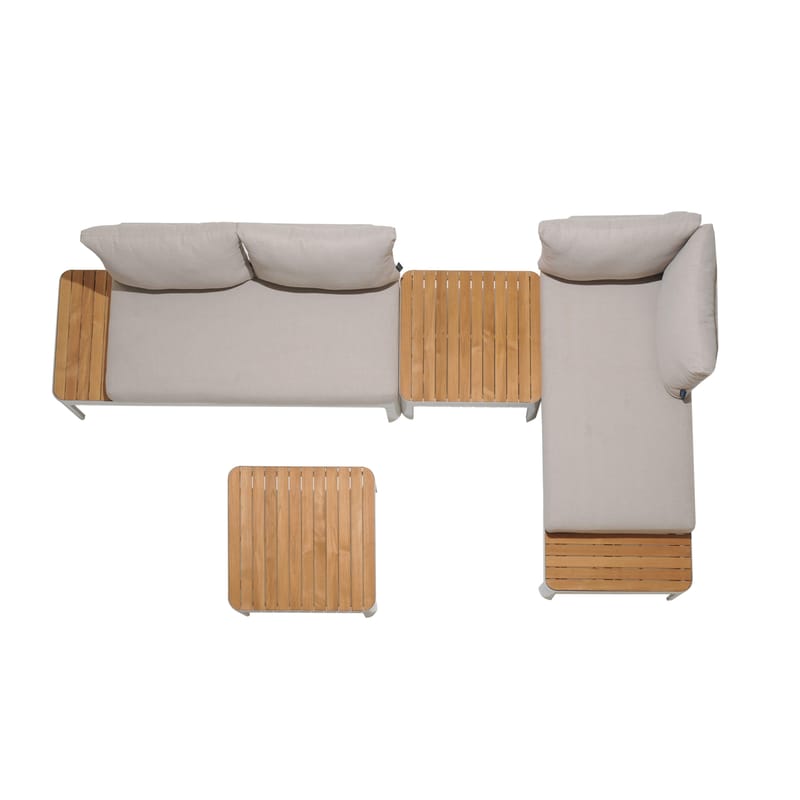 Portals Modulsett 2× 2-seter sofaer + 2× sofabord - Korallsand - Hagemøbler & utemiljø - Hagegruppe - Sofagruppe utendørs