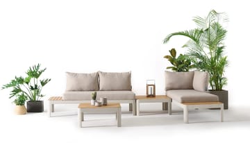 Portals Modulsett 2× 2-seter sofaer + 2× sofabord - Korallsand - Hagemøbler & utemiljø - Hagegruppe - Sofagruppe utendørs