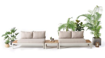 Portals Modulsett 2× 2-seter sofaer + sofabord - Korallsand - Hagemøbler & utemiljø - Hagegruppe - Sofagruppe utendørs