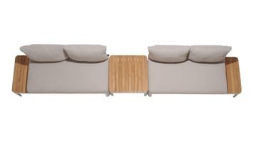 Portals Modulsett 2× 2-seter sofaer + sofabord - Korallsand - Hagemøbler & utemiljø - Hagegruppe - Sofagruppe utendørs