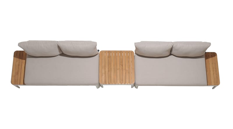 Portals Modulsett 2× 2-seter sofaer + sofabord - Korallsand - Hagemøbler & utemiljø - Hagegruppe - Sofagruppe utendørs